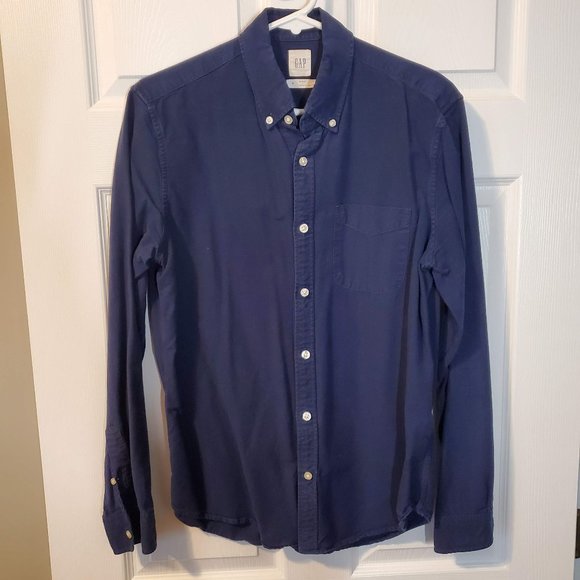 GAP slim-fit Oxford Button-down shirt in Navy - Picture 1 of 5